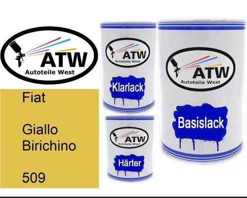 Fiat, Giallo Birichino, 509: 500ml Lackdose + 500ml Klarlack + 250ml Härter - Set, von ATW Autoteile West.